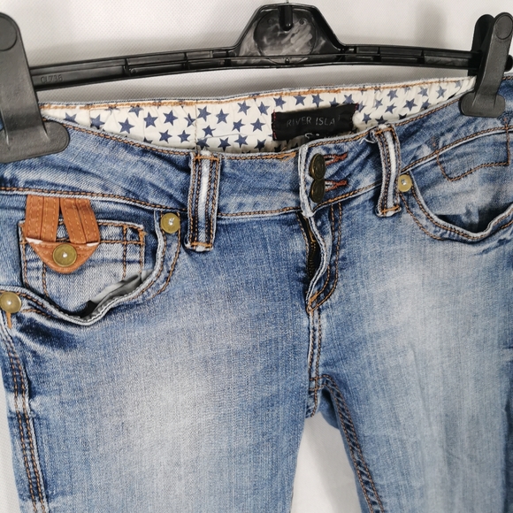 Ladies River Island Jeans Size 8 Ultra Low Waist Skinny Y2K Style - Picture 4 of 8